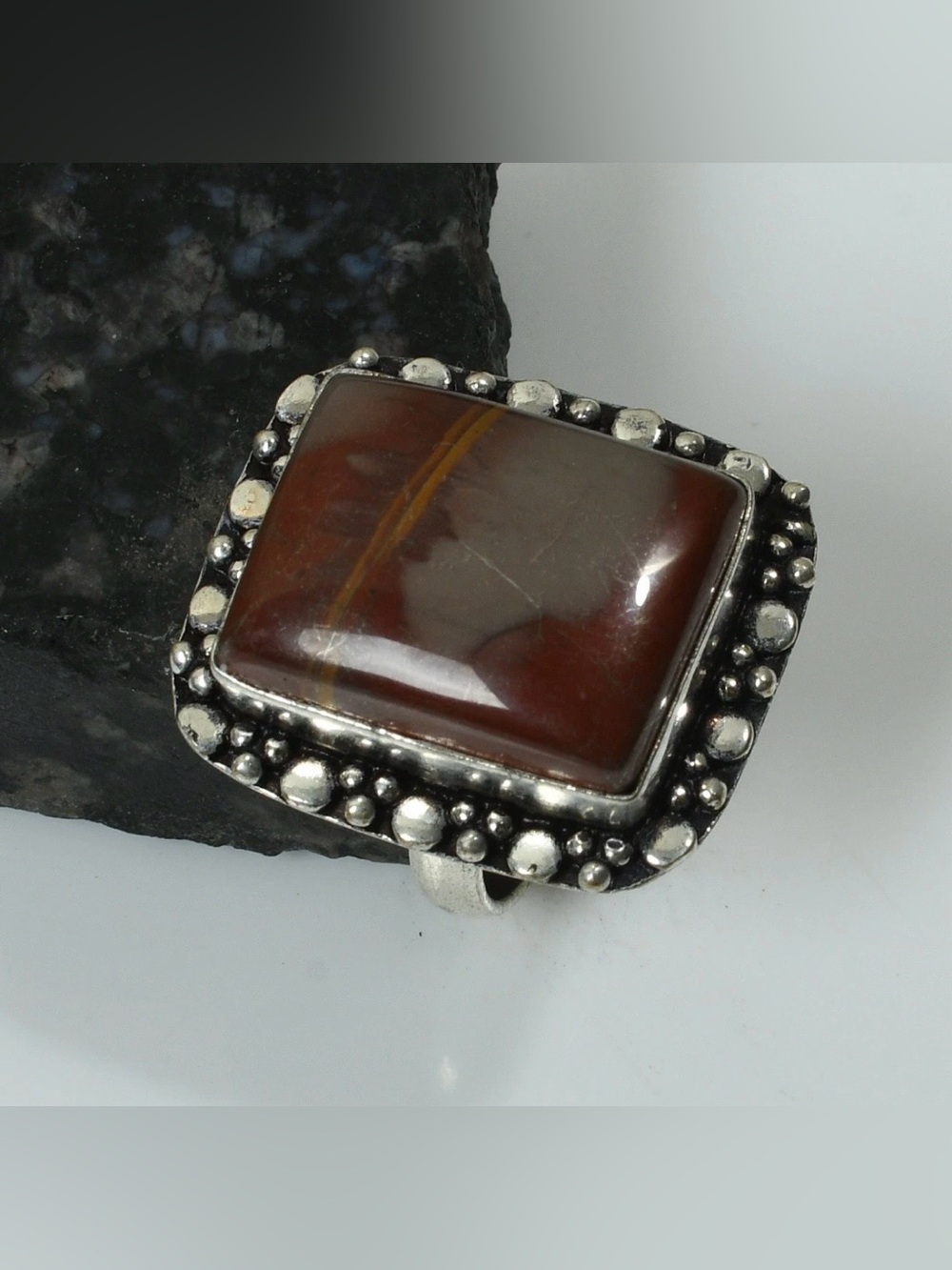 Norina Jasper Gemstone Ethnic Handmade Ring Size-9.25